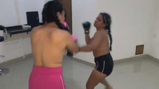 Topless Hotel Boxing: Pink vs Black Corner Fight!