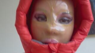 Latex dress hood down jacket
