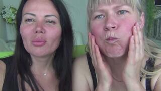 We puff out our cheeks and blow them out with different sounds b