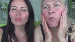We puff out our cheeks and blow them out with different sounds c