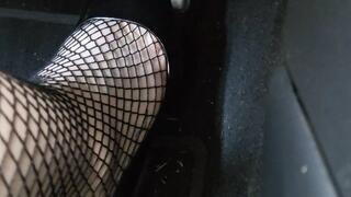 Driving around a mustang in fishnets and heels