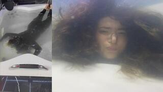 Dual view holding my breath underwater