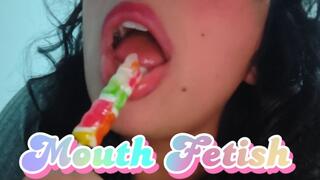 Sucking a lollipop