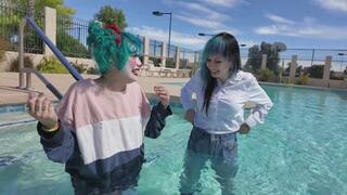 Jumping in the Pool in Jeans