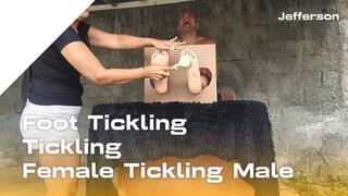A lot of tickling of a man by a lady (T)