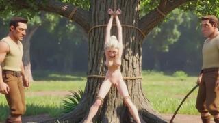 Public Forest Whipping Humiliation - Bound Woman Craving Multiple Cocks