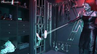 Bastinado in a restrained cage part 2 _Mistress Lunatika