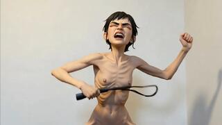Very Skinny Slave Nadja Harsh Self Punishment Training - Ribs & Tiny Tits