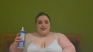 SSBBW messily eats Cool Whip