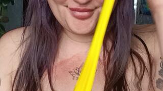 im teased with teeth yellow balloon