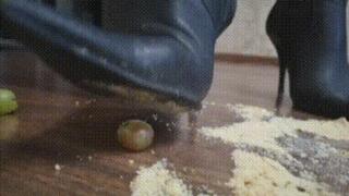 Stomping cookies and grapes