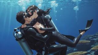 Underwater 69 Scuba Play | Tight Wetsuit & Full Gear Reef Passion