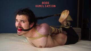 Boss Humiliation: Hair pulled in Hogtie - Leon & Brian - 1080p - Hair Fetish, Hairpulling, Hair Messing, Braid, Hogtie, Male Bondage, Corporate Revenge, Boss Humiliation, Roleplay, Ballgag, Tight hogtie, Tied hair, Spanking, Toe tie, Belly punching