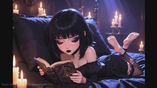 Goth Girl Reading Barefoot