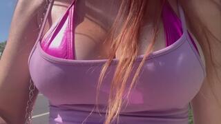 take a walk with Artemisia Love and her juicy boobs Slow mo edition