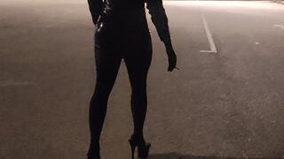 Rubberdoll Tania fetish smoking outdoor