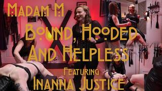 Bound, Hooded and Helpless, Double Domme Impact Play with Floggers, Paddles and Florentine Whipping Fury