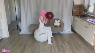 Blowing up and Sit-Popping Balloons on my Exercise Ball