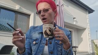 Chain Smoking Denim Goddess – Coffee, Cleavage & Nicotine Cravings