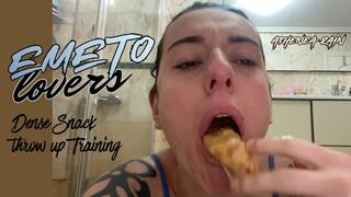 Gag reflex training. Full snack throw up