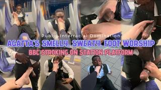 Agatas Smelly, Sweaty, Public Foot Worship - BBC Stroking On Station Platform - Public Interracial Domination - Ft Agata and Elitefeetstreet - 1080p