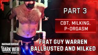 College Frat Guy Warren Gets Brutal, No Mercy Ballbusting and Post Orgasm Machine Milking (Part 3)
