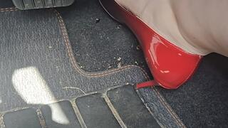 I go for a drive in my Altima wearing my Louboutin heels!! I tease you for watching me, and I play with the pedals some to tease you too!!!