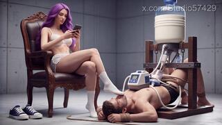 Socks Smelling Semen Extraction of Prisoner - Femdom BDSM