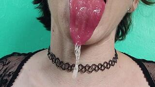 Spit Fetish Long Tongue Drool & Tit Play
