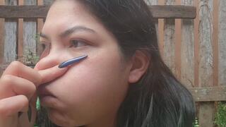 Puff out your cheeks, pinch your nose, hold your breath