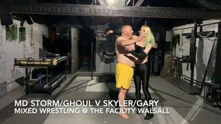 MistressMD & Masked Ghoul V Skyler & Gobby G: Tagteam takedowns in the dungeon