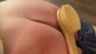 POV A bath brush spanking