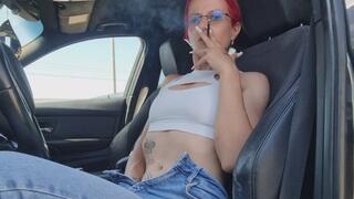 Nicotine Craving Driver Babe – Smoking, Music & Naughty Pussy Play POV
