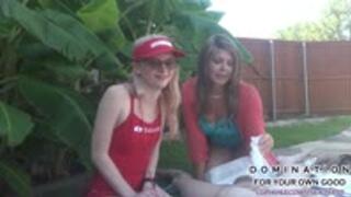 AB Step-Mommy Katherine & lifeguard Allison diaper discipline you at the pool
