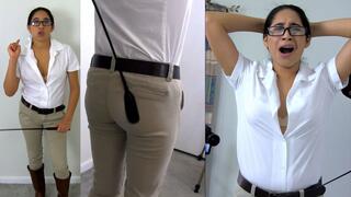 Bratty ridding girl eRica gets spanked for trying to buy her way through class!!