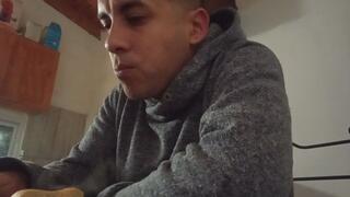 Eating something delicious