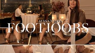 ALYSA FOOTJOB UNDER THE RESTAURANT TABLE