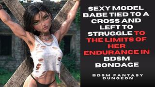 Cute muscled gym babe captured and tied to a cross in BDSM Bondage for not shaving her sweaty hairy armpits so you can watch her fit toned body struggle
