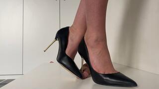 Lady Latisha - Guess Black Leather Stilettos Cock Trampling CBT Shoejob (V2) - POV