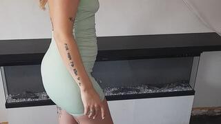 Giantess goddess Charlie Caroline Crushes a 1986 Chevrolet Monte Carlo SS in gold strappy heels with painted toenails full body view