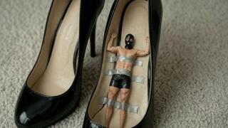 shrunken slave prisoner of my shoe get squished. crushed merciless inshoe ( mini film 40 mn LONG )
