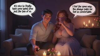 A Forbidden New Year Passion Ignites Between Close Friends in the Moonlit Backyard AI generated