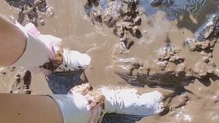 Muddy sock play and clean