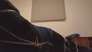 Amateur selfbondage crossdresser at home