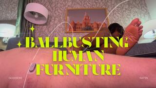 Ballbusting Human Furniture Ignore | Ebony Femdom CBT Female Domination Goddess Sadistic Satin