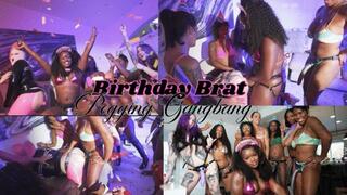 Bratty Birthday Pegging Gangbang - 8 Dicks 1 hole