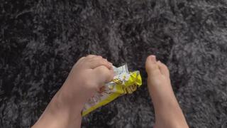 Eating Snacks and Reading with my feet