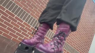 Vintage Purple New Rock Boots Crush a Car Roof