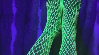 31. Melove Sexy Legs in Neon Green Fishnet on the Blanket