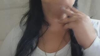 Smoking My Cigarette in a White Blouse.